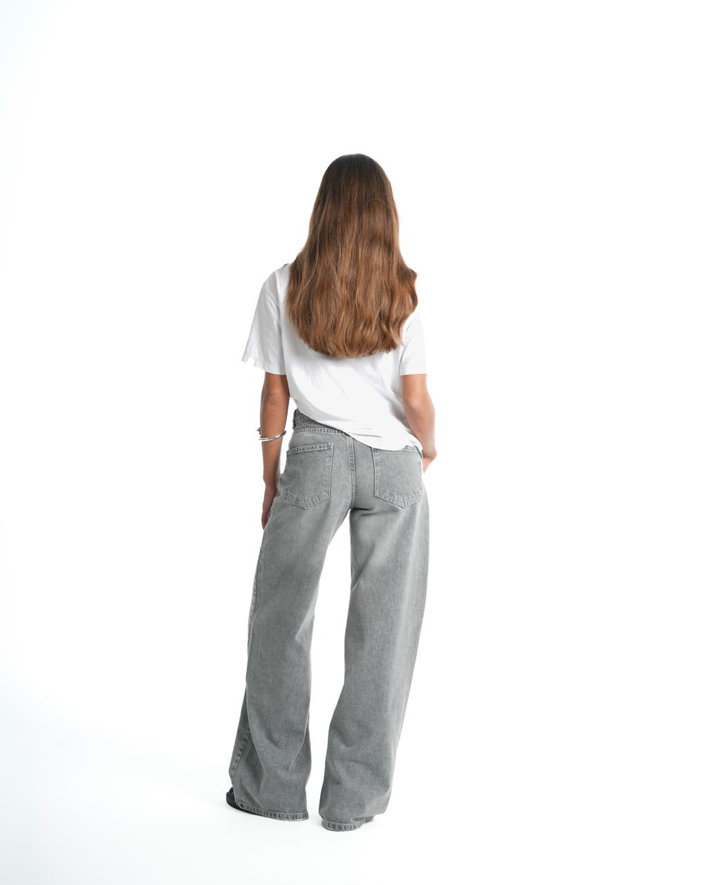 Wide Leg Jeans - Light Grey