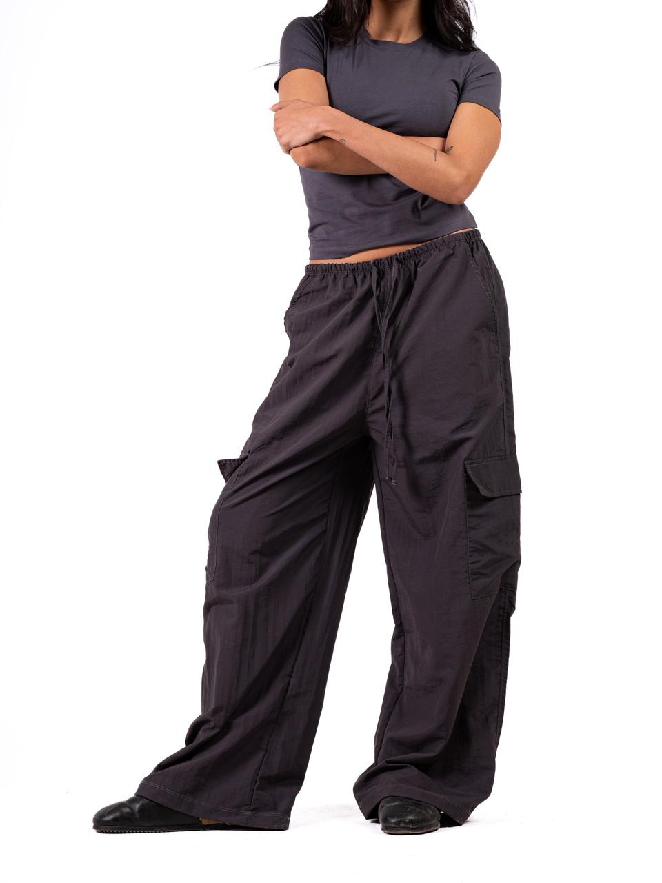 Wide Leg Parachute Pants -Grey
