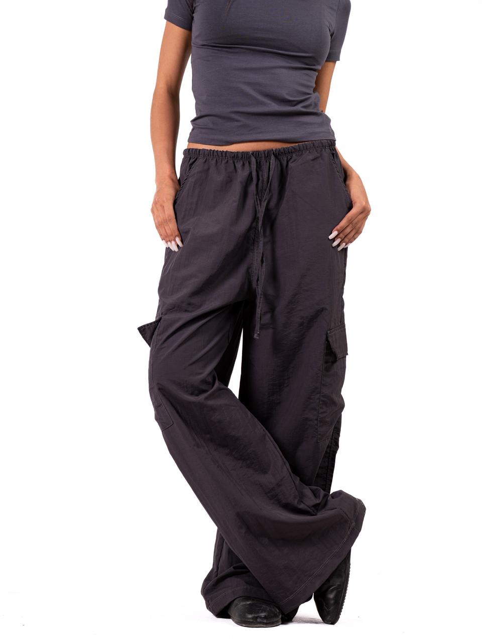 Wide Leg Parachute Pants -Grey