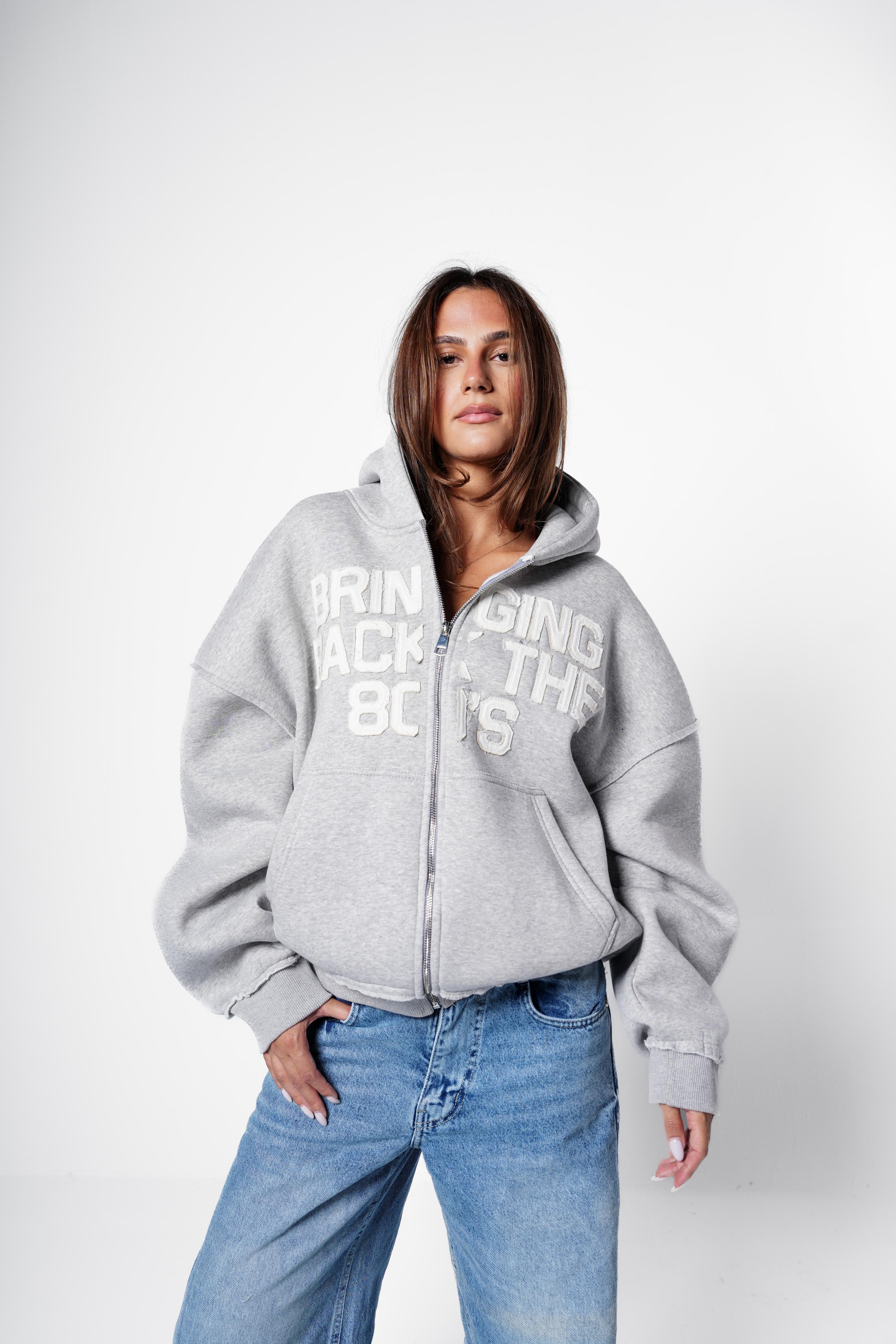 Bringing Back Zip Up - Light Grey