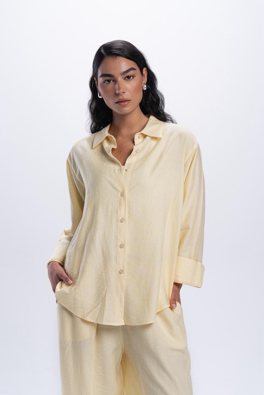 Crinkle Linen Chemise - Butter Yellow