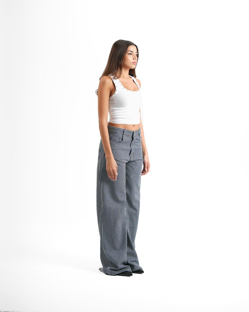Wide leg jeans - midnight striped