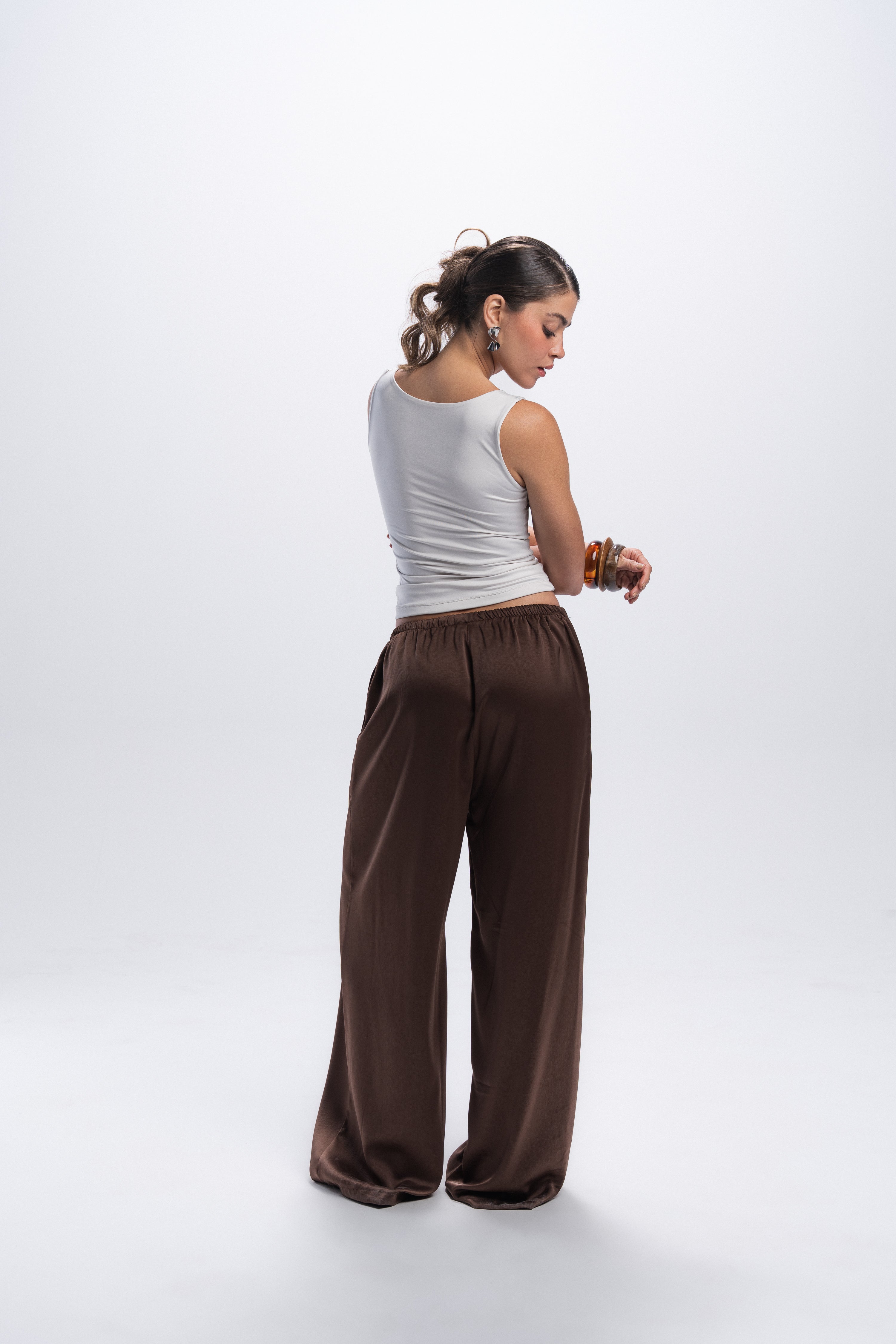 Satin Pants - Brown
