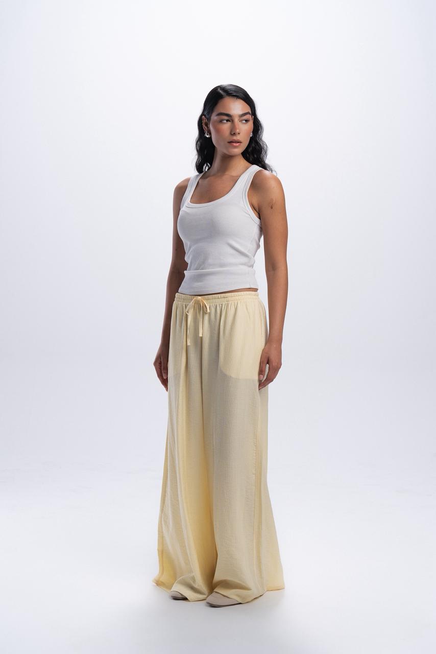 Crinkle linen pants - Butter yellow