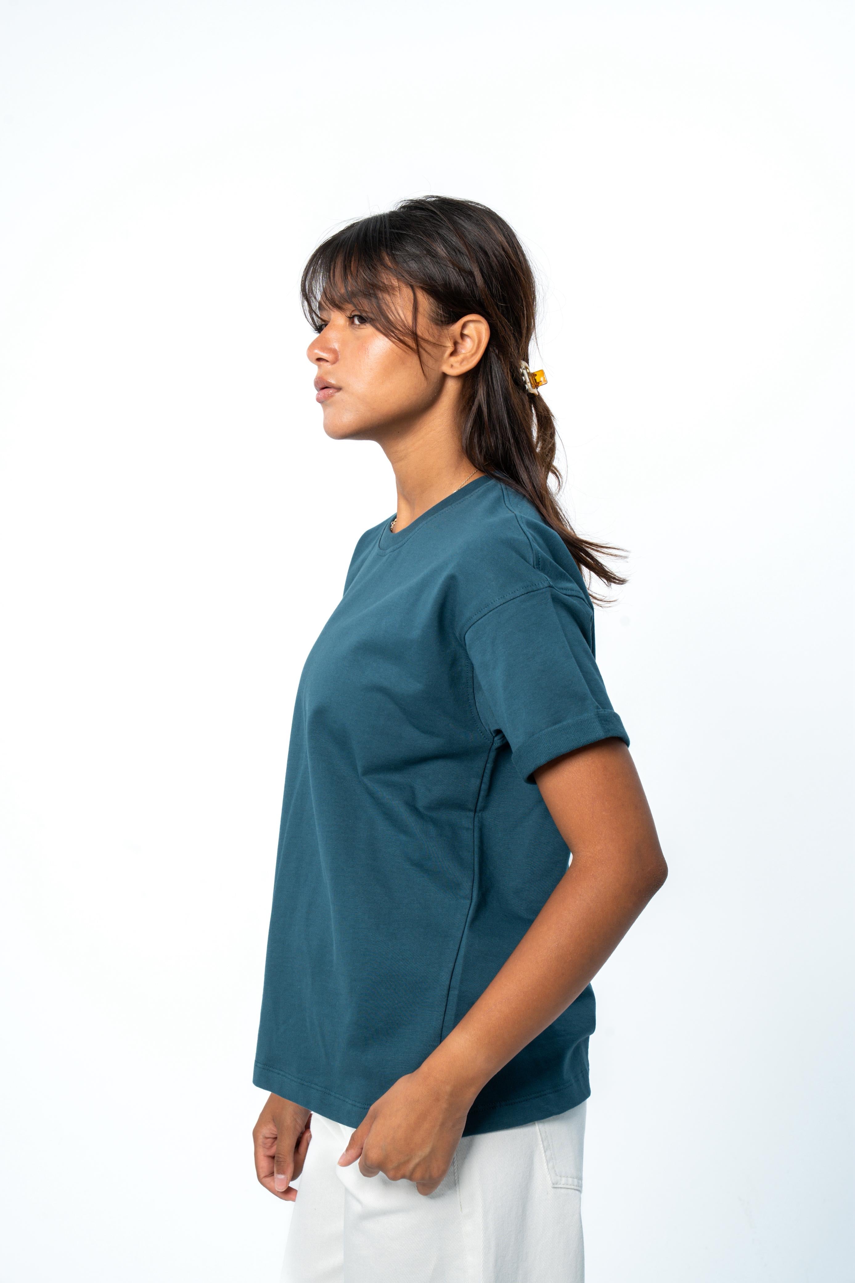 Relaxed Women Tee - Blue Petrol