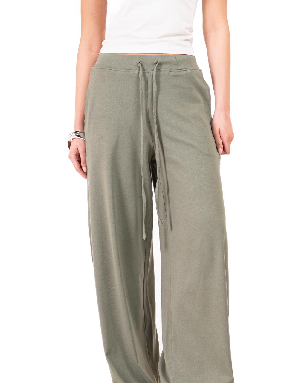 Relaxed Wide Leg Pants -Olive
