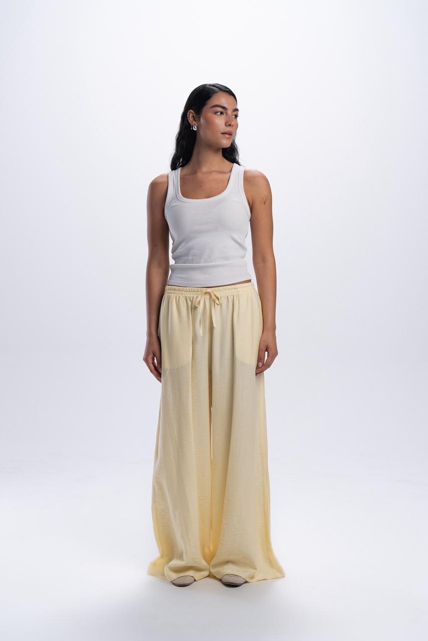 Crinkle linen pants - Butter yellow