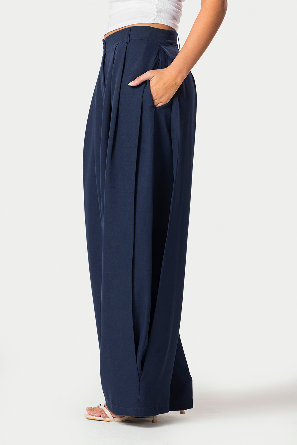Side Pleated Trousers – Dark Blue – photo 8
