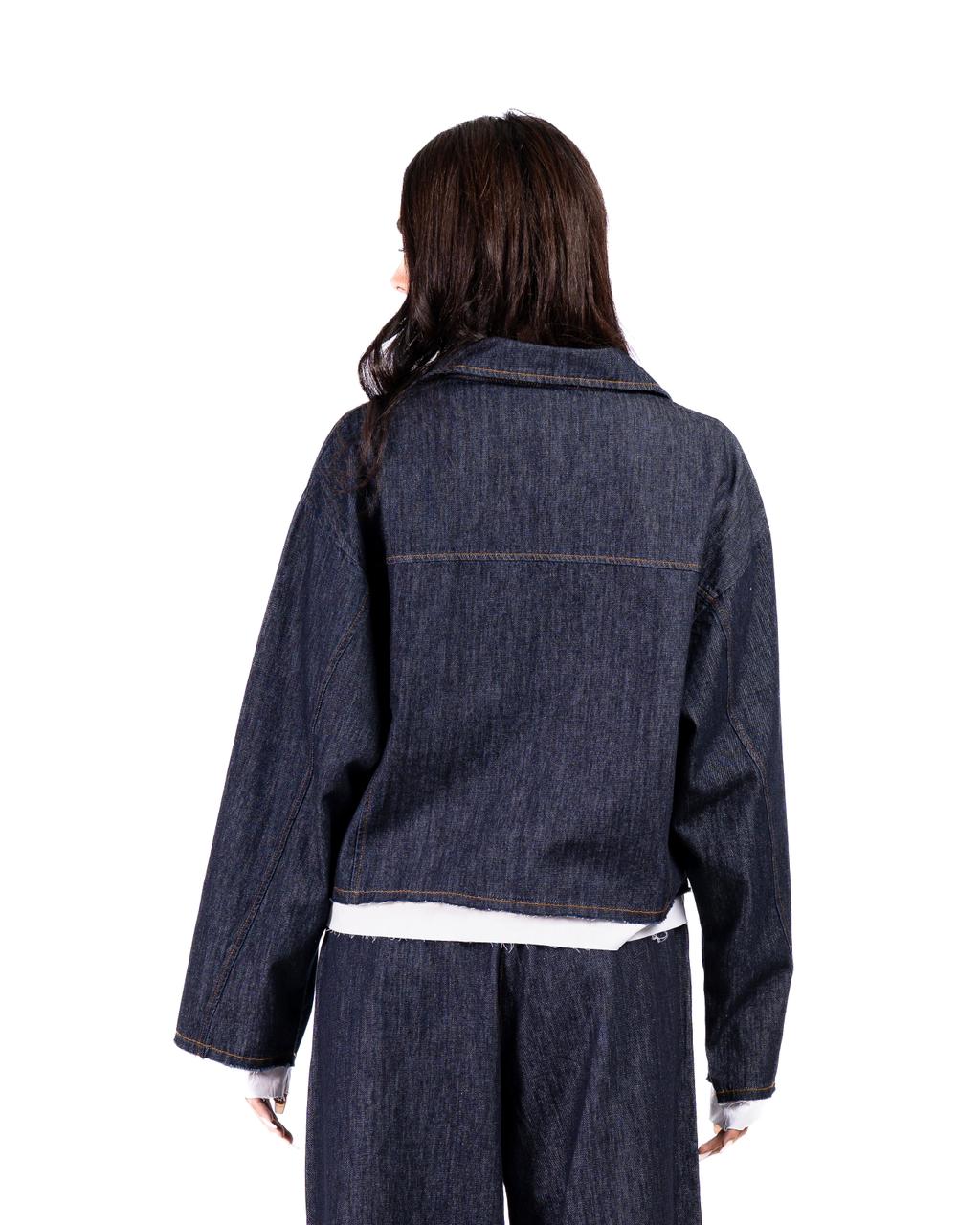 Denim Shirt with unfinished Popline