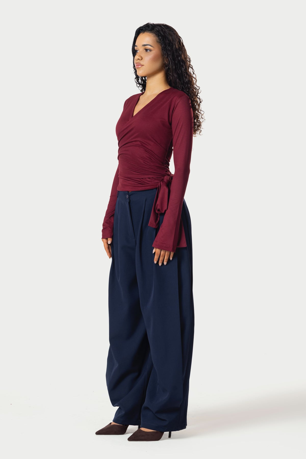 Cotton Wrap Top – Burgundy – photo 7
