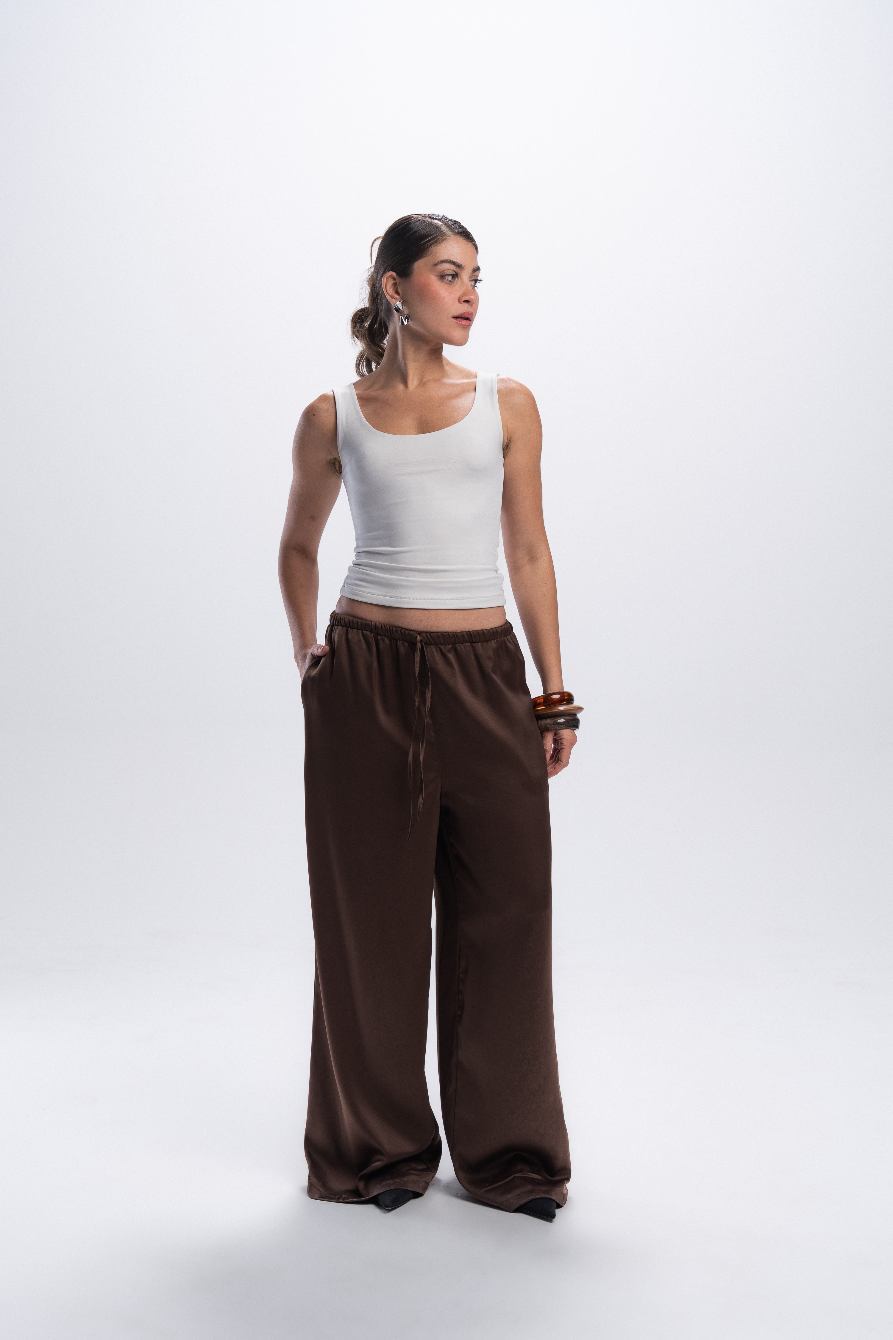 Satin Pants - Brown