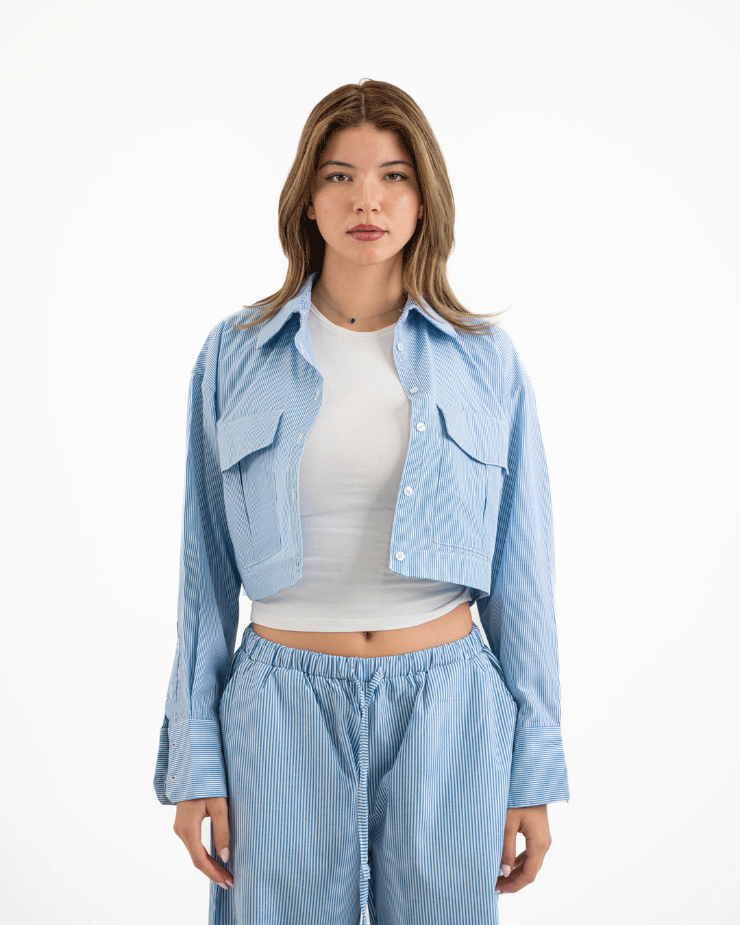 Cropped striped Blue chemise
