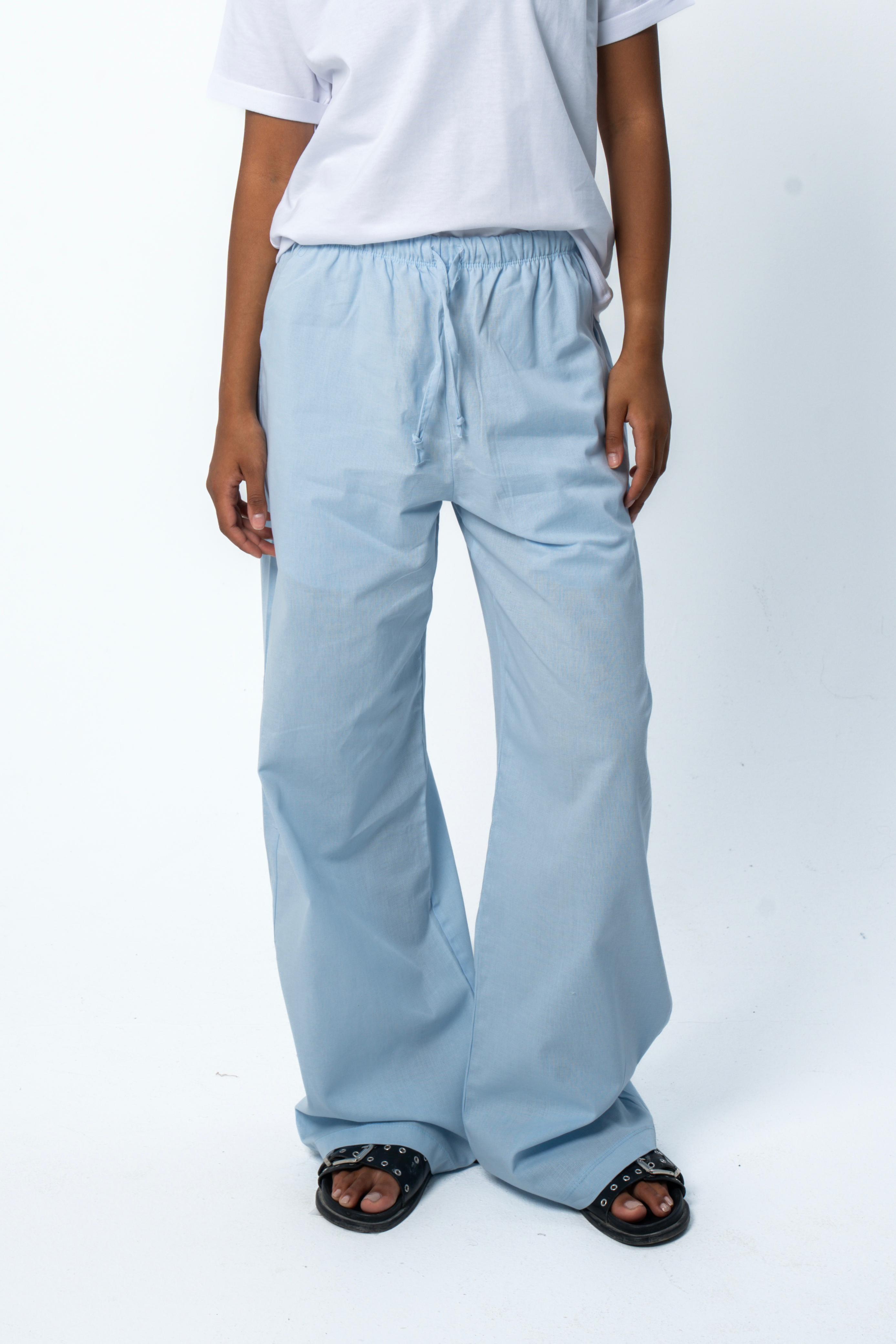 Wide-leg linen trousers - Baby Blue