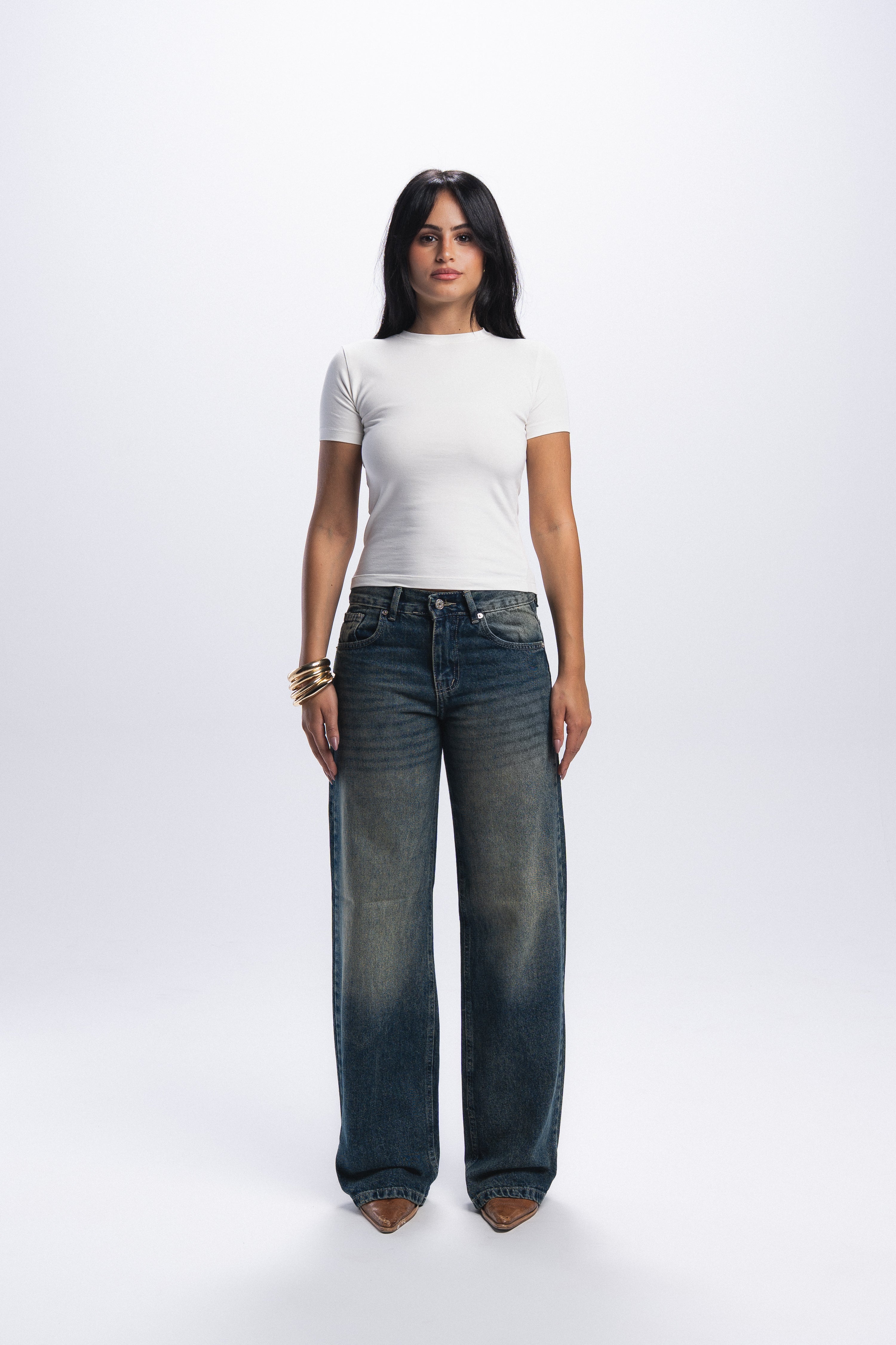 Straight Leg Jeans-Vintage Blue