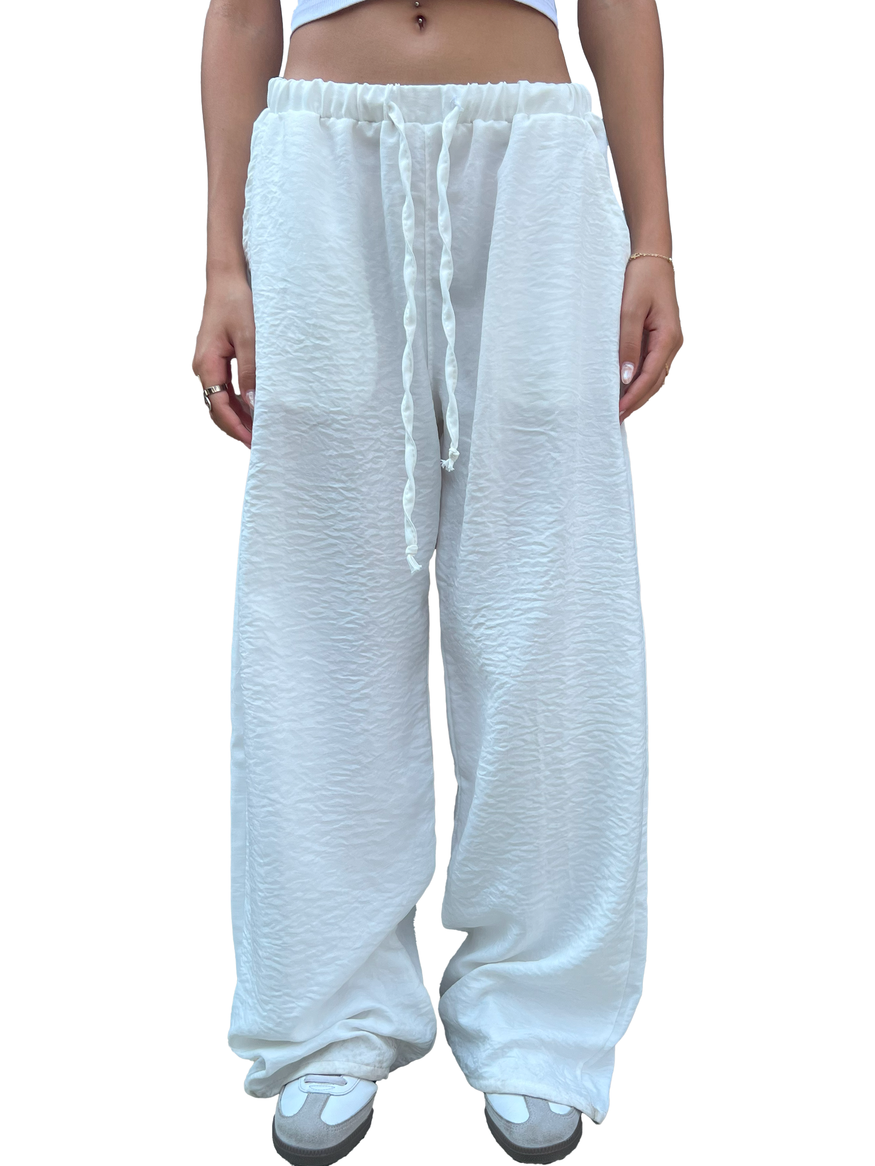 White Baggy Linen Pants