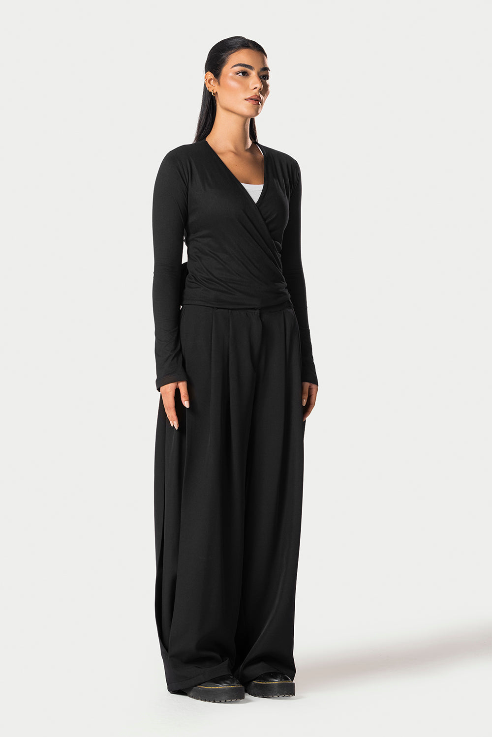 Cotton Wrap Top – Black – photo 6