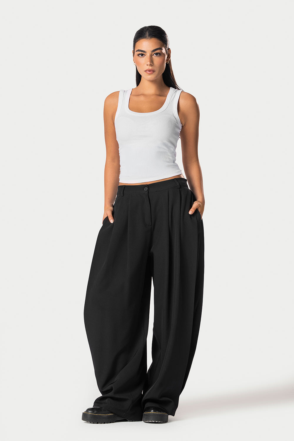 Side Pleated Trousers – Black – photo 2
