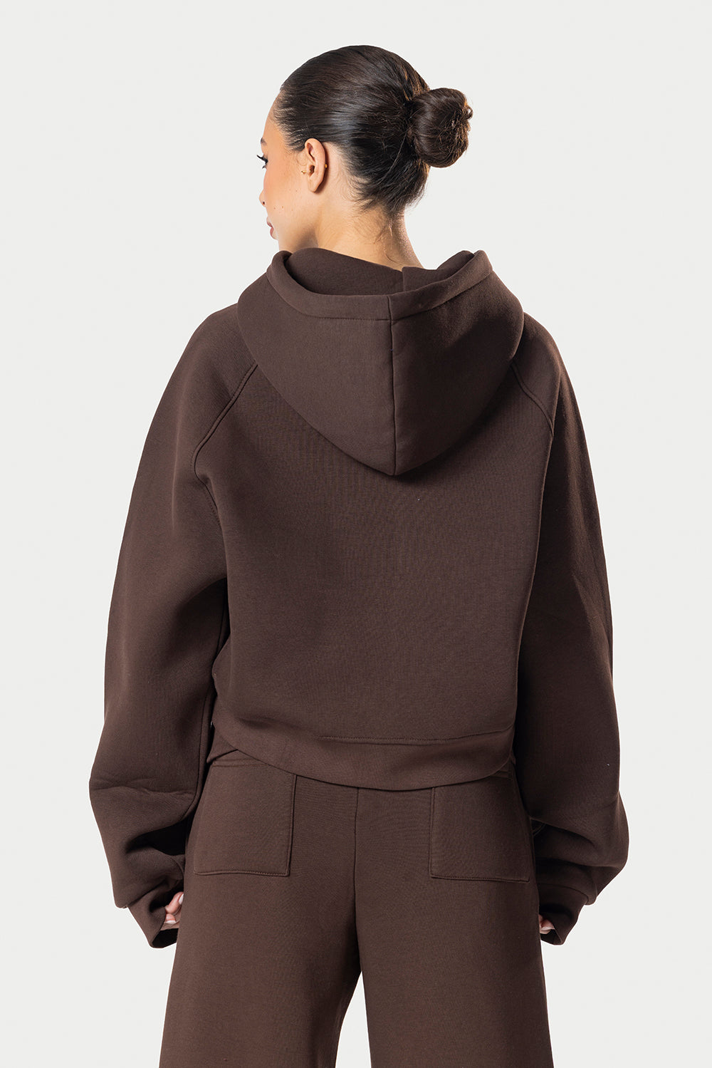 Cropped Double Zipper Jacket – Brown – photo 4