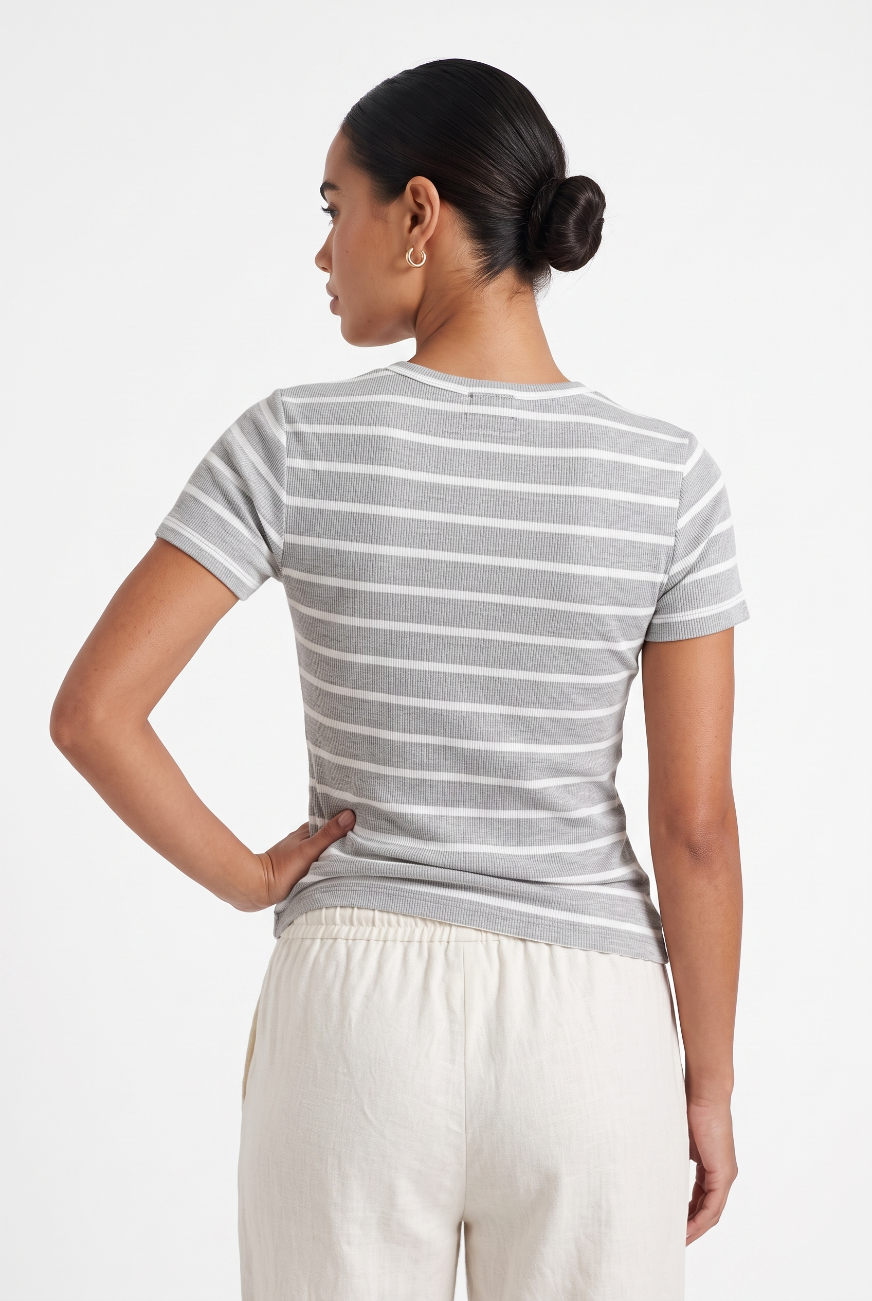 Short Sleeve Stripe top - Grey Stripe