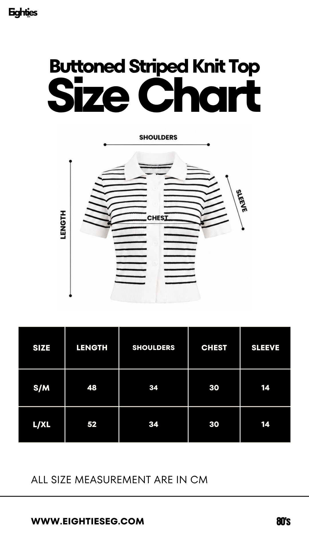 Buttoned striped knit Top - Ecru White — Size chart