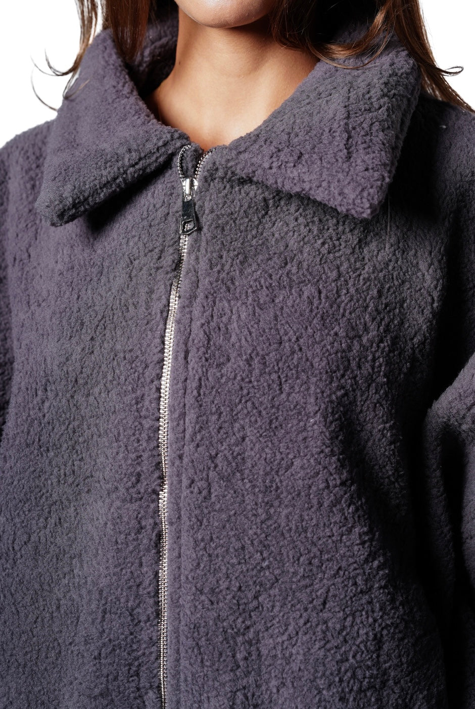 Fur bomber jacket - grey