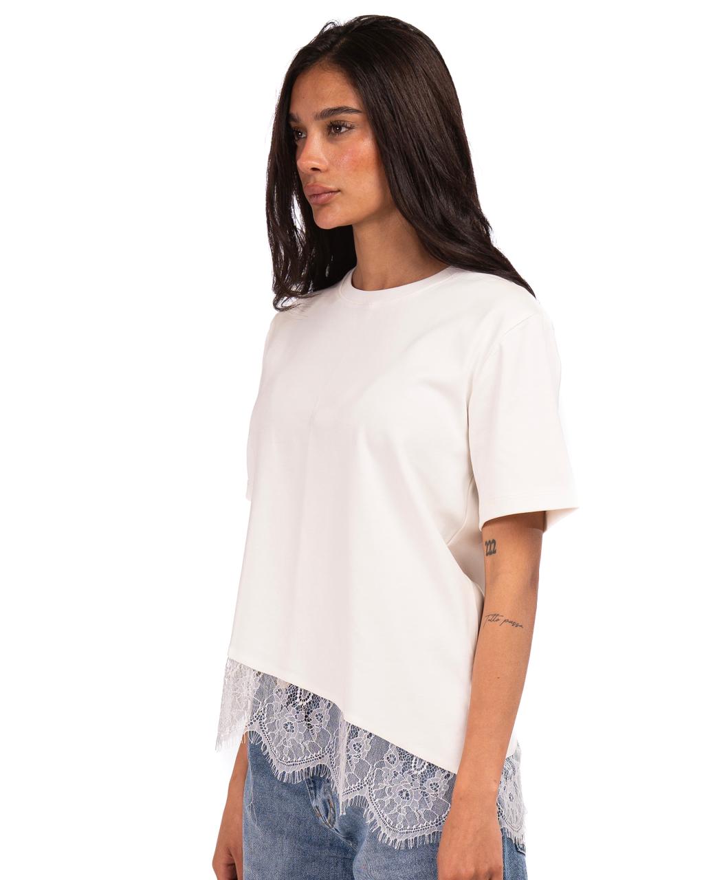 Short Sleeve Lace-Tee - White
