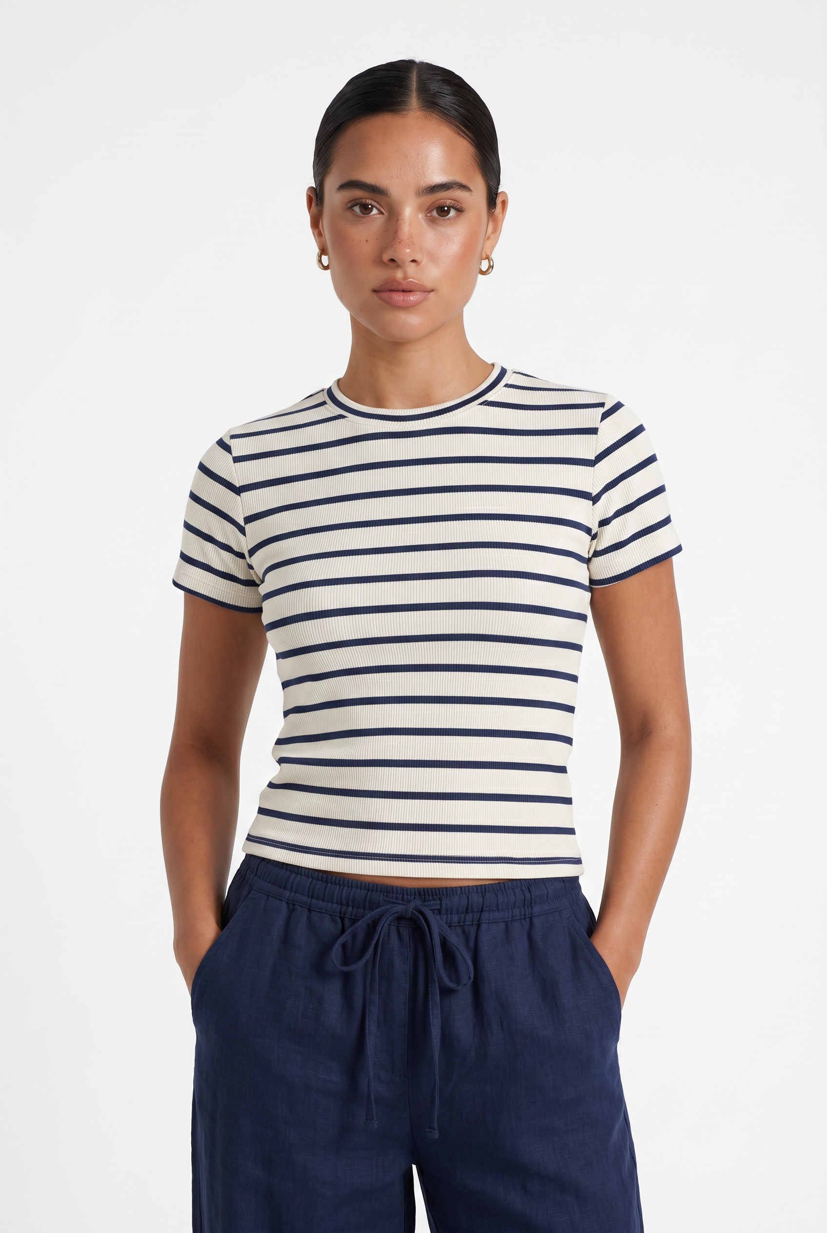 Short Sleeve Stripe top - Navy Stripe