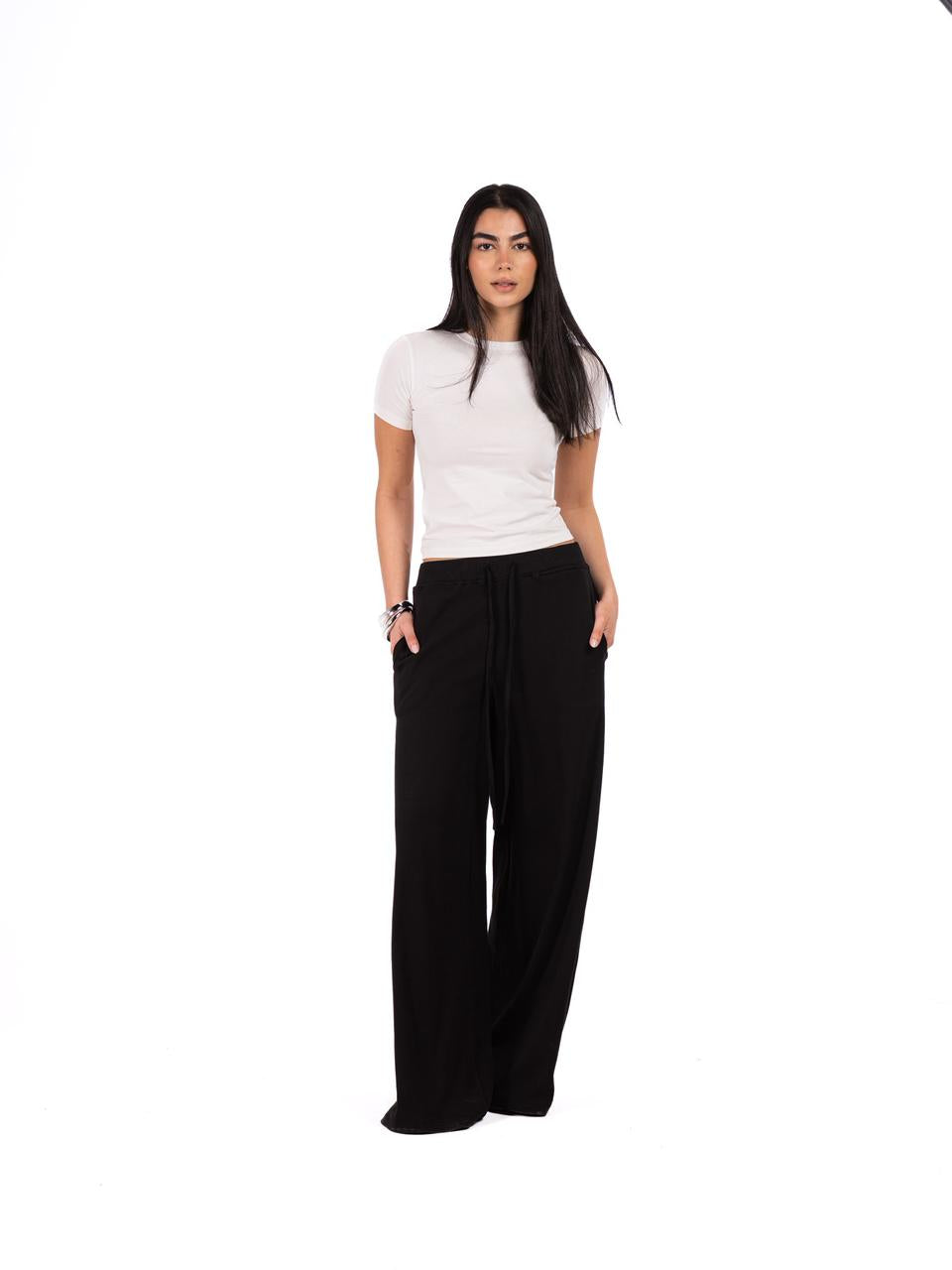 Relaxed Wide Leg Pants -Black