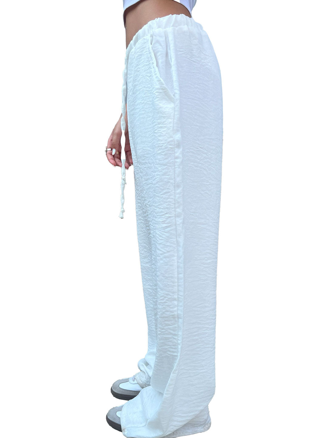 White Baggy Linen Pants