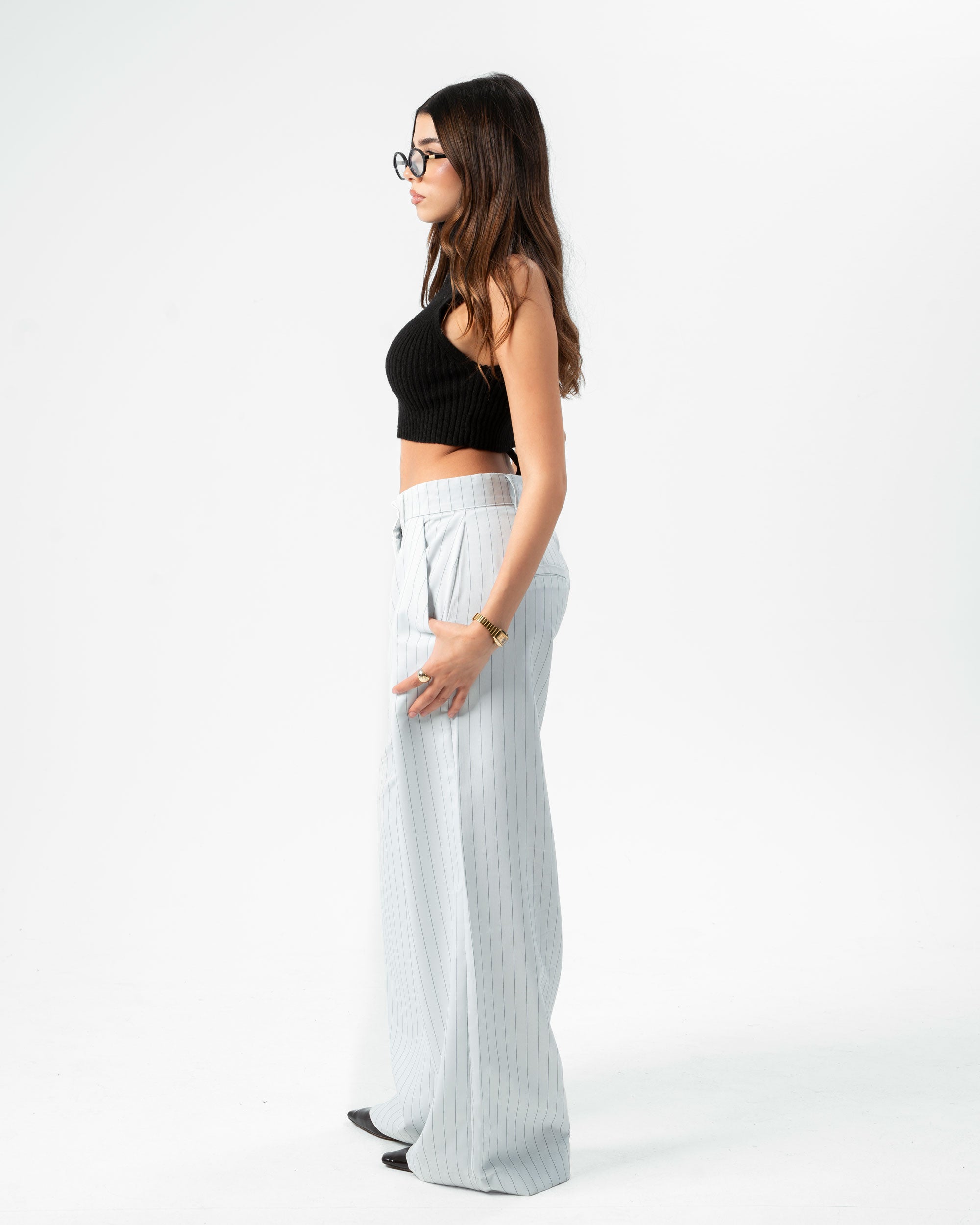 Classic White Pinstriped Pants