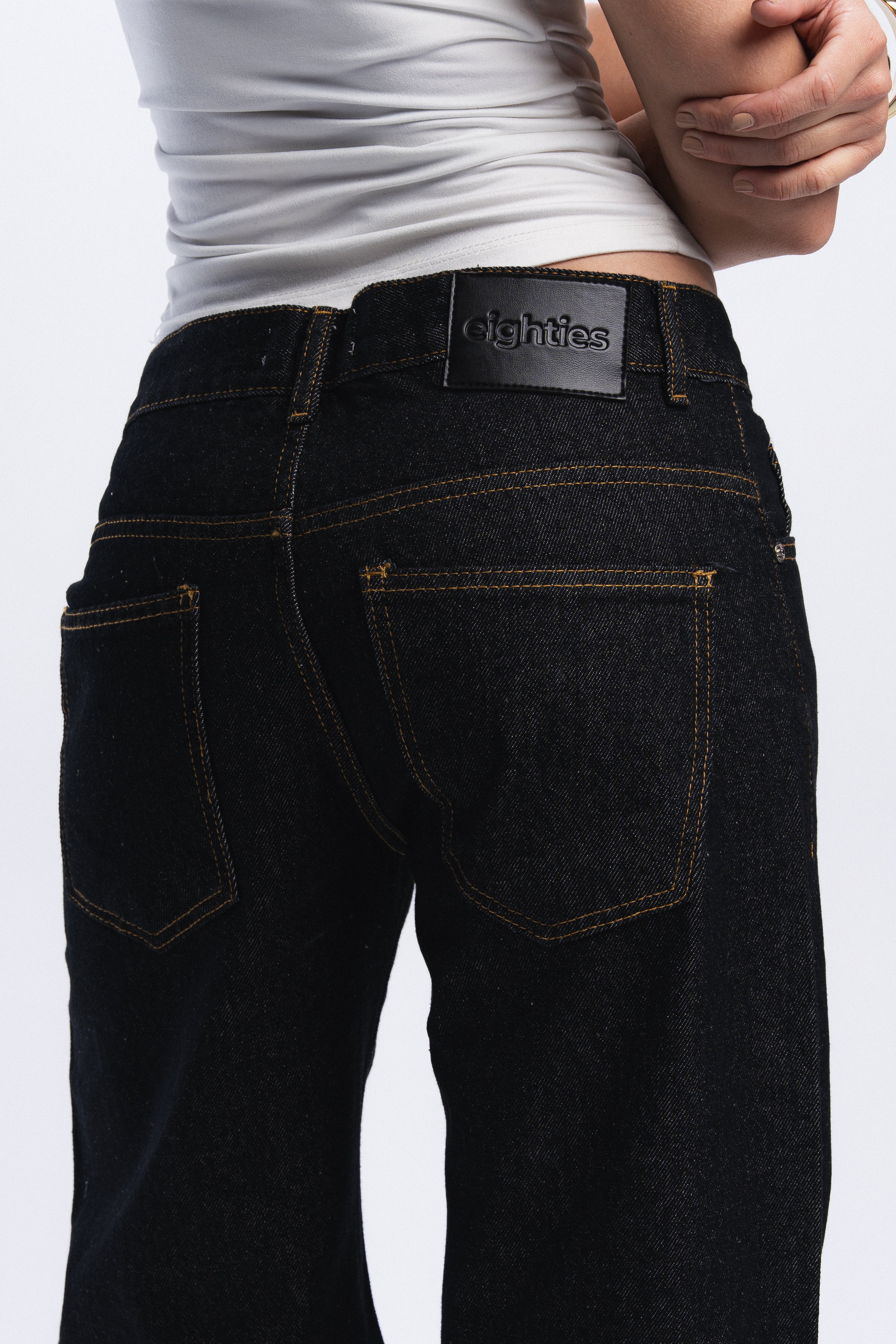 Straight Leg Jeans- Black Raw