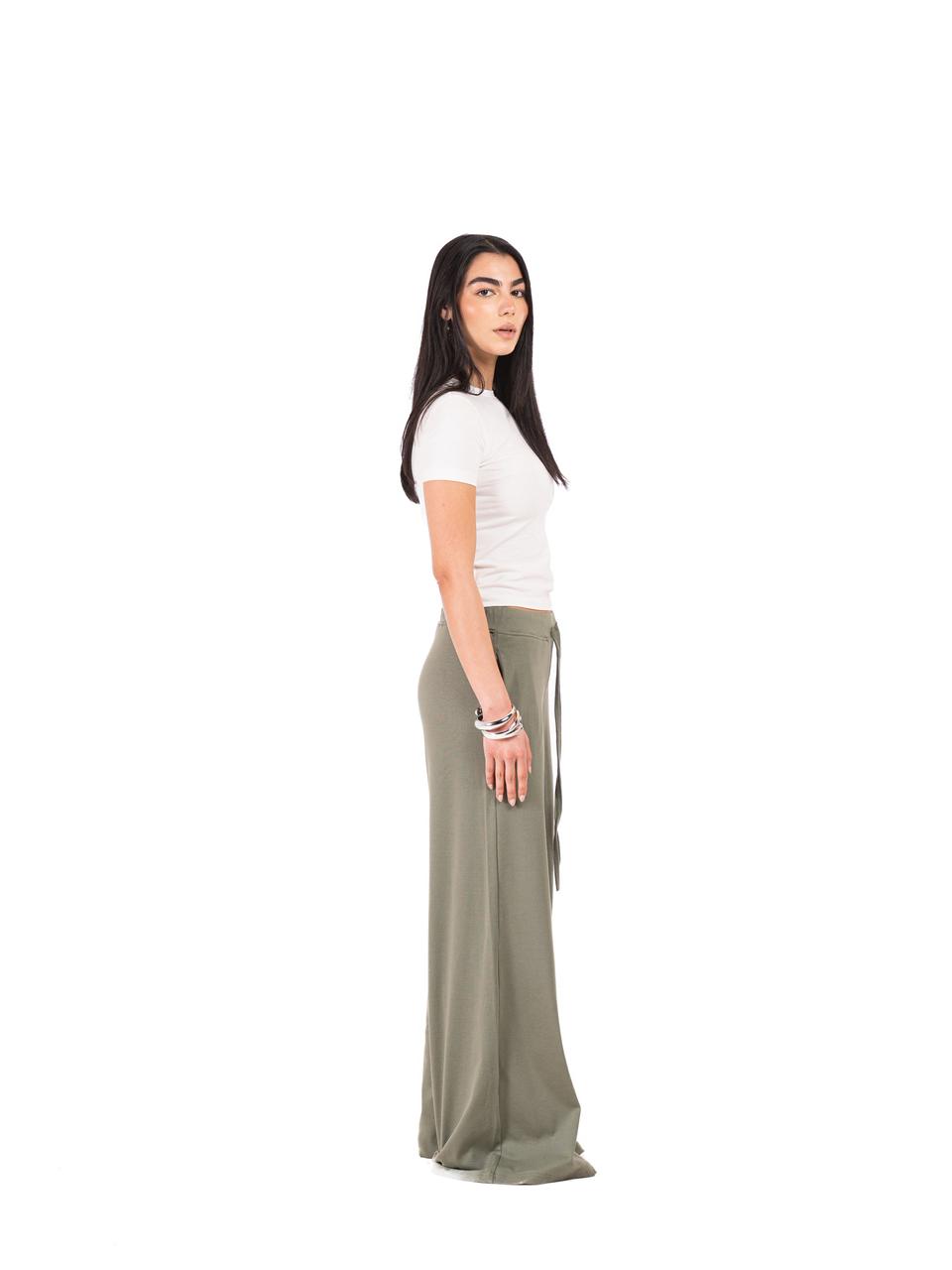 Relaxed Wide Leg Pants -Olive