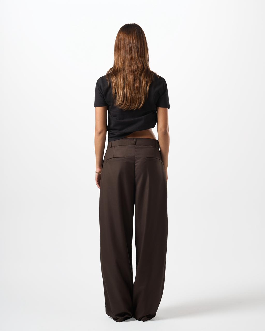 Wide Leg Tailored Pants- Brown
