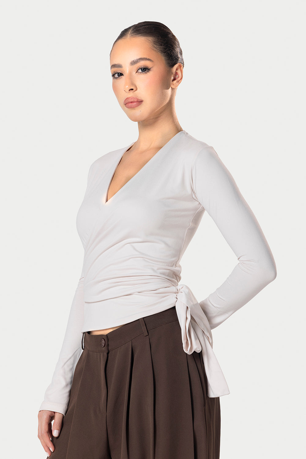 Cotton Wrap Top – Off white – photo 3