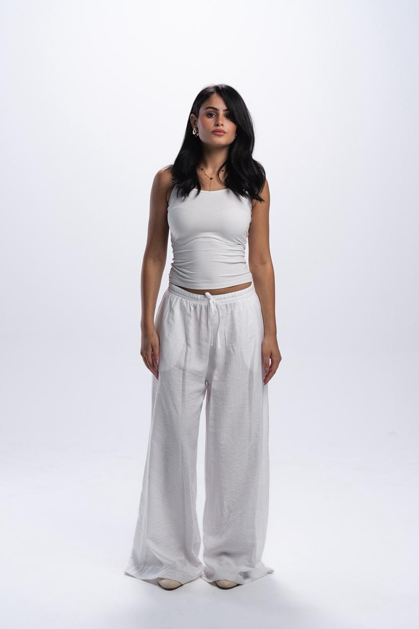 Crinkle linen pants - Off white