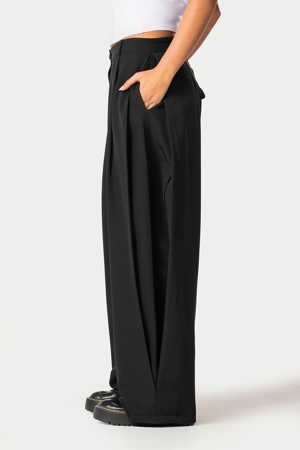 Side Pleated Trousers – Black – photo 8