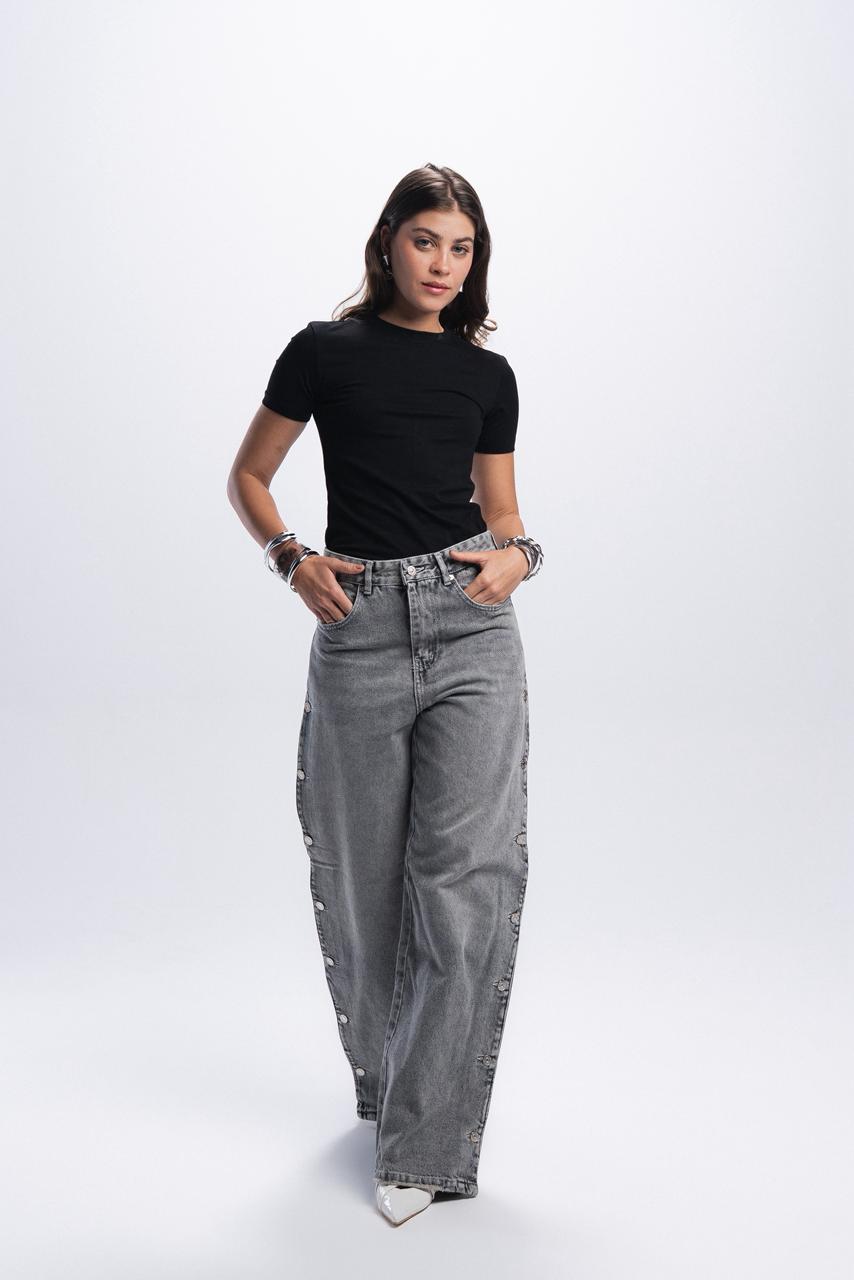 Buttons Jeans - Light Grey