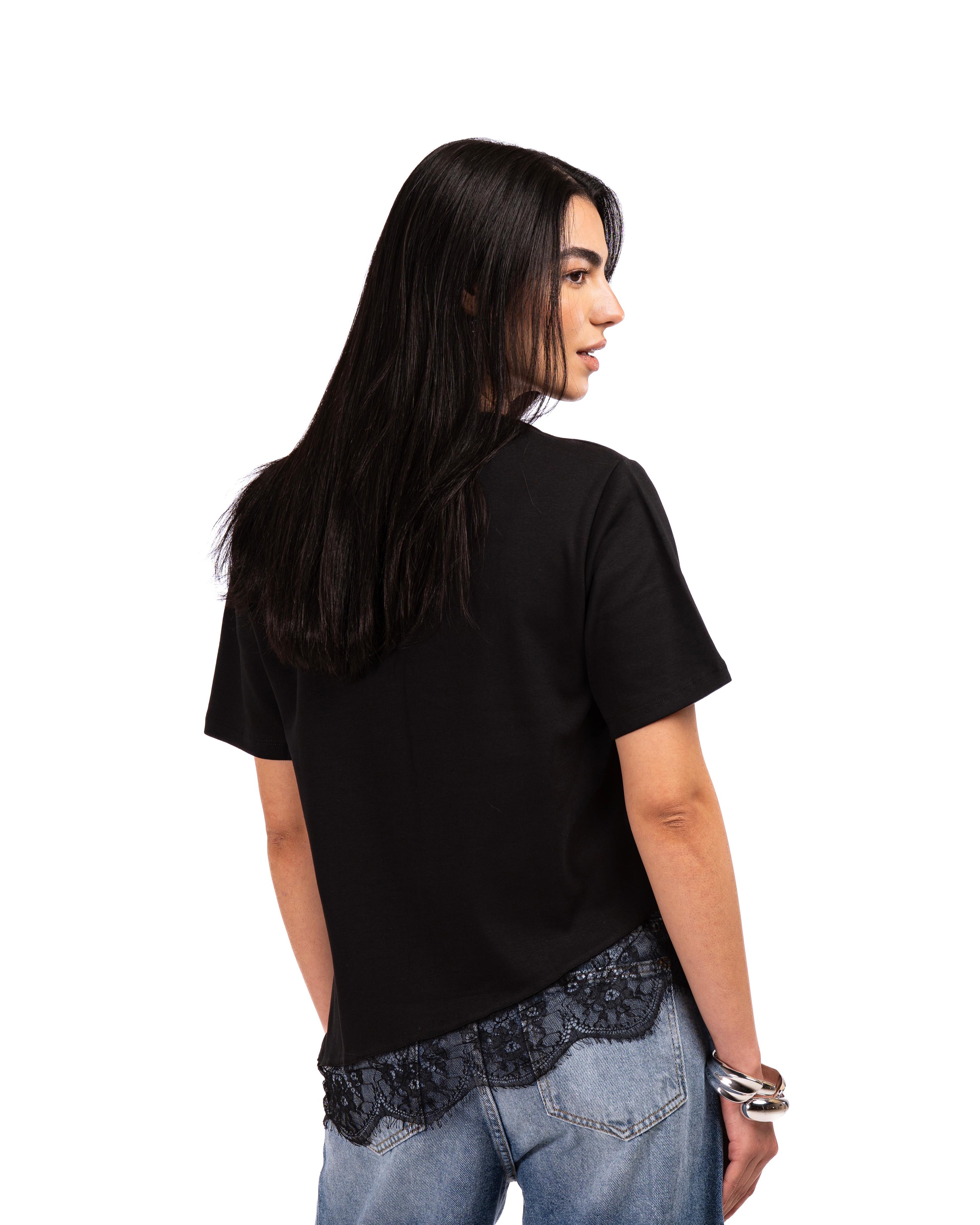 Short Sleeve Lace-Tee -Black