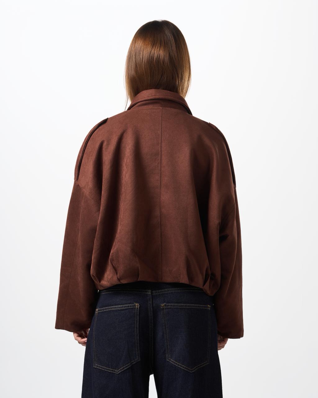 Suede bomber jacket - brown