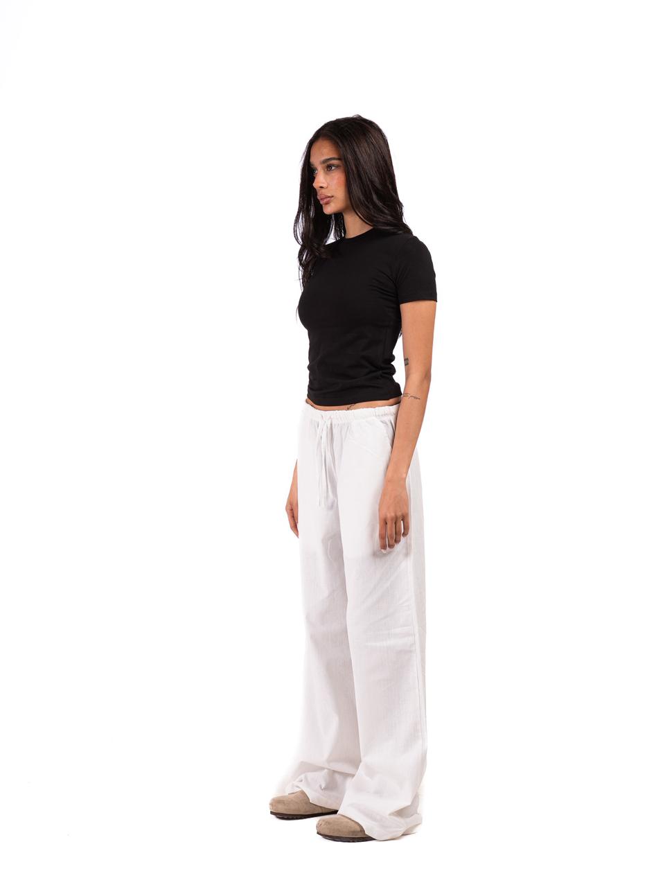 Wide Leg Linen Trousers -OffWhite