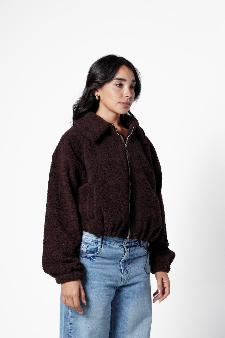 Fur bomber jacket - brown