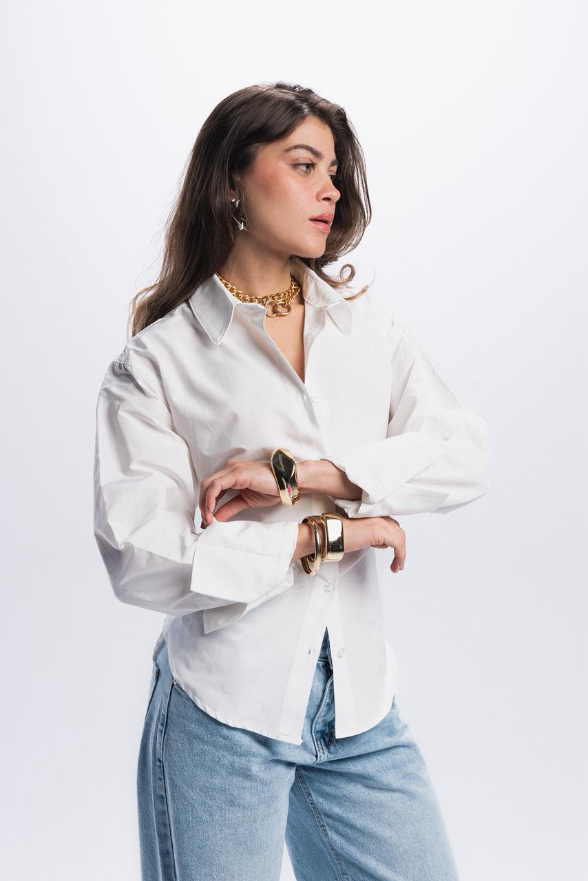 Back Tie Poplin Shirt - off white