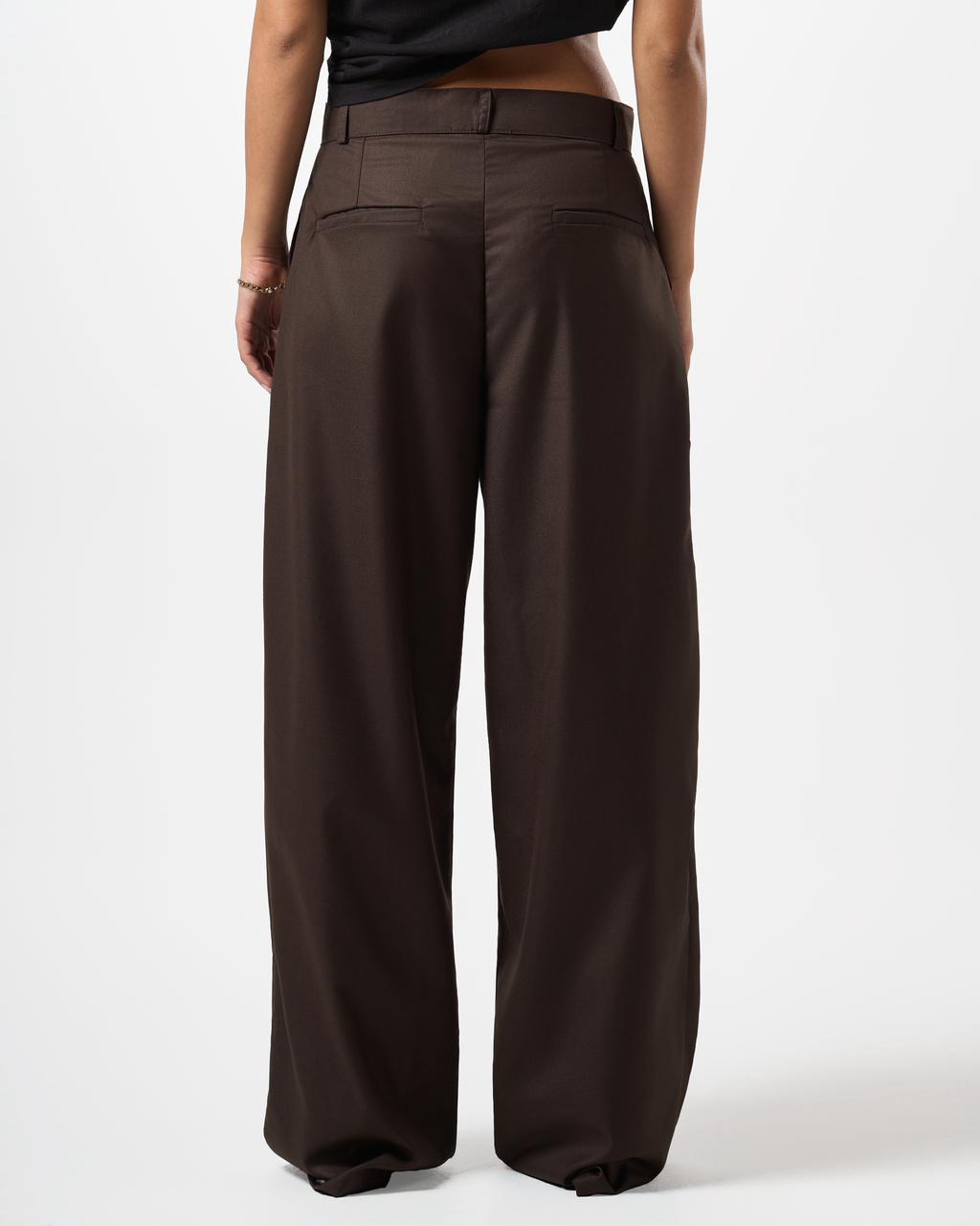 Wide Leg Tailored Pants- Brown