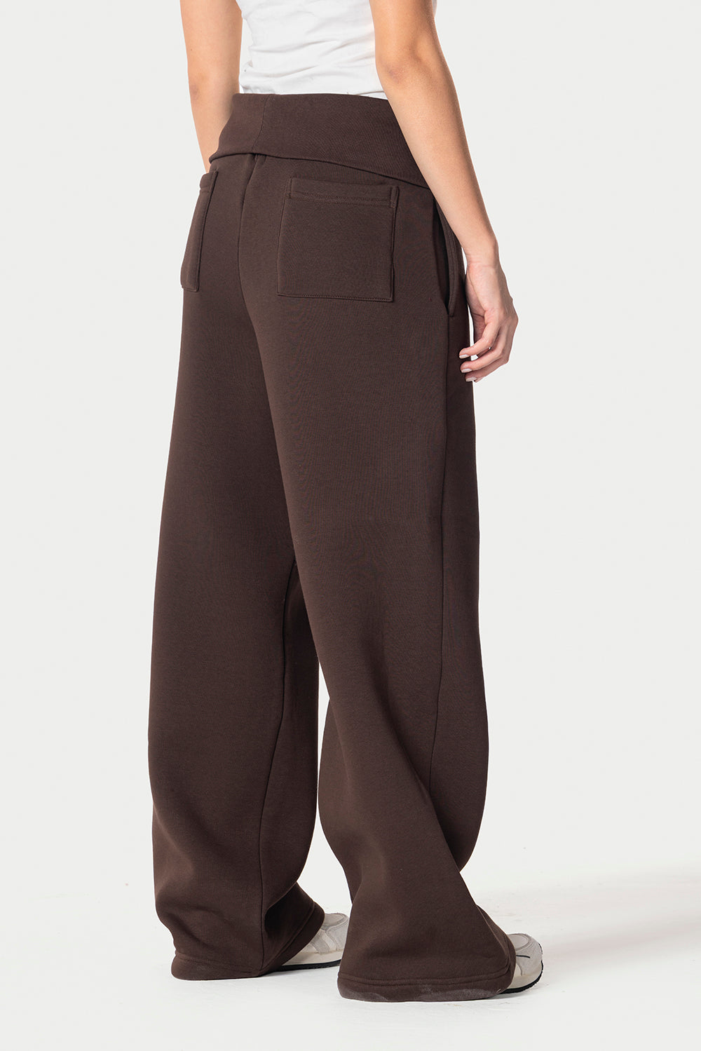 Fold Over Wide Leg Sweatpants – Brown – photo 7
