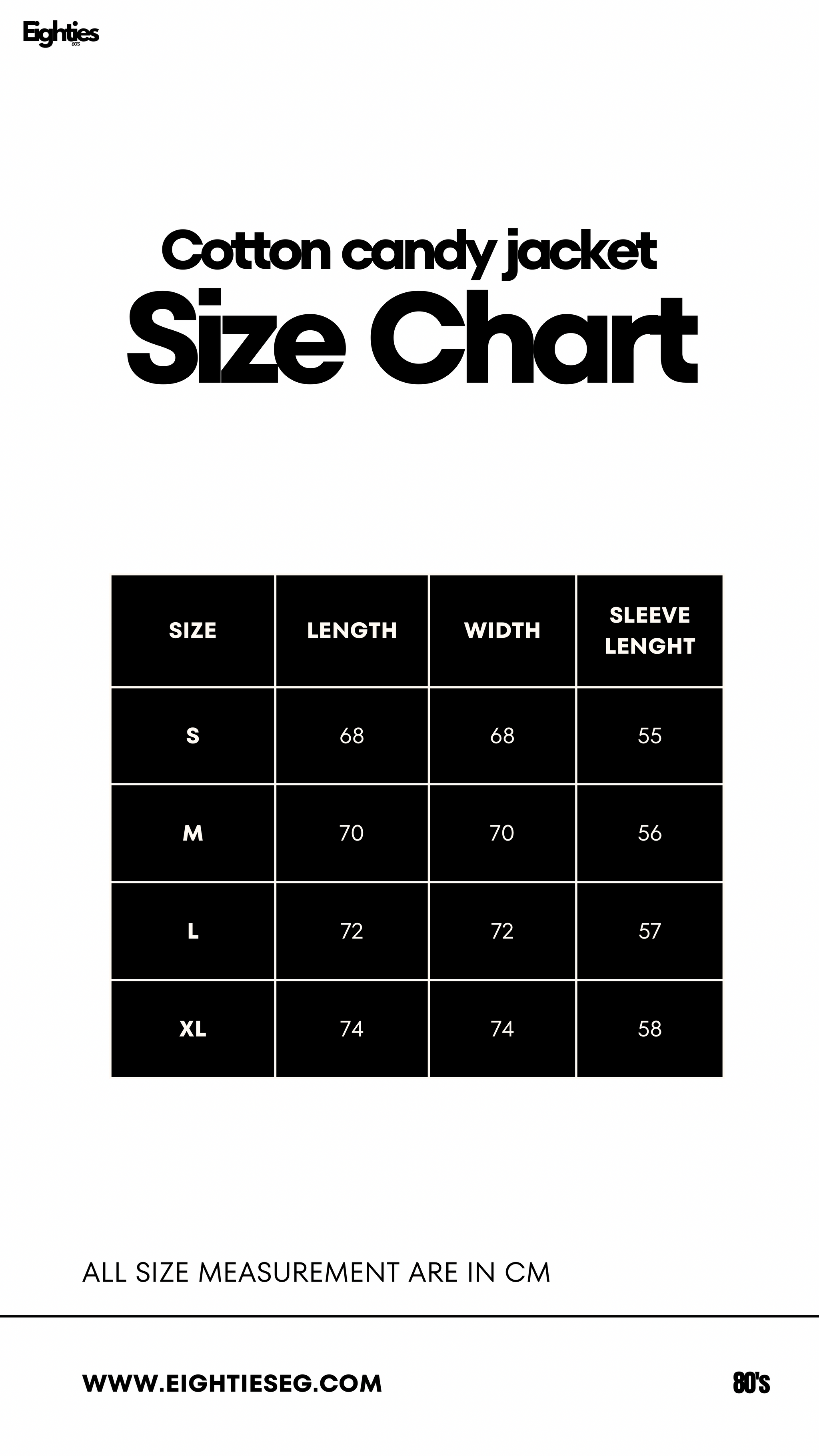 Cotton candy zip up - pink — Size chart