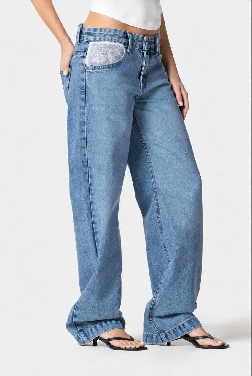 Straight leg Jeans Pocket lace – Light blue – photo 8