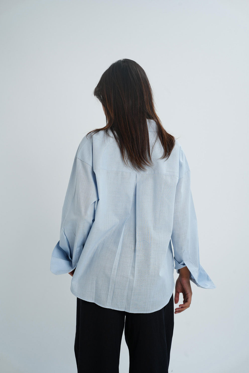 Long sleeve linen shirt - Sky Blue