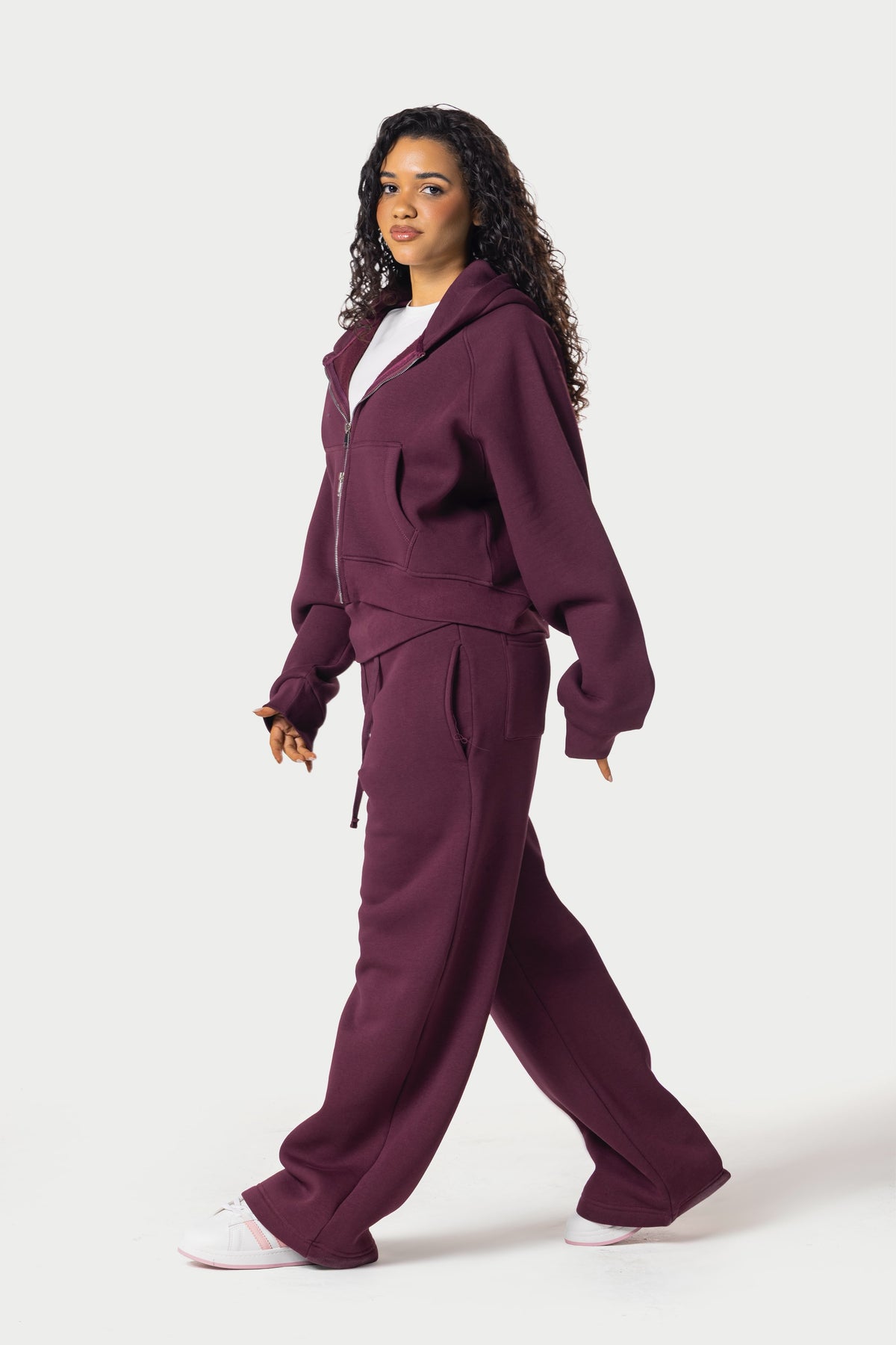 Fold Over Wide Leg Sweatpants – burgundy – photo 11