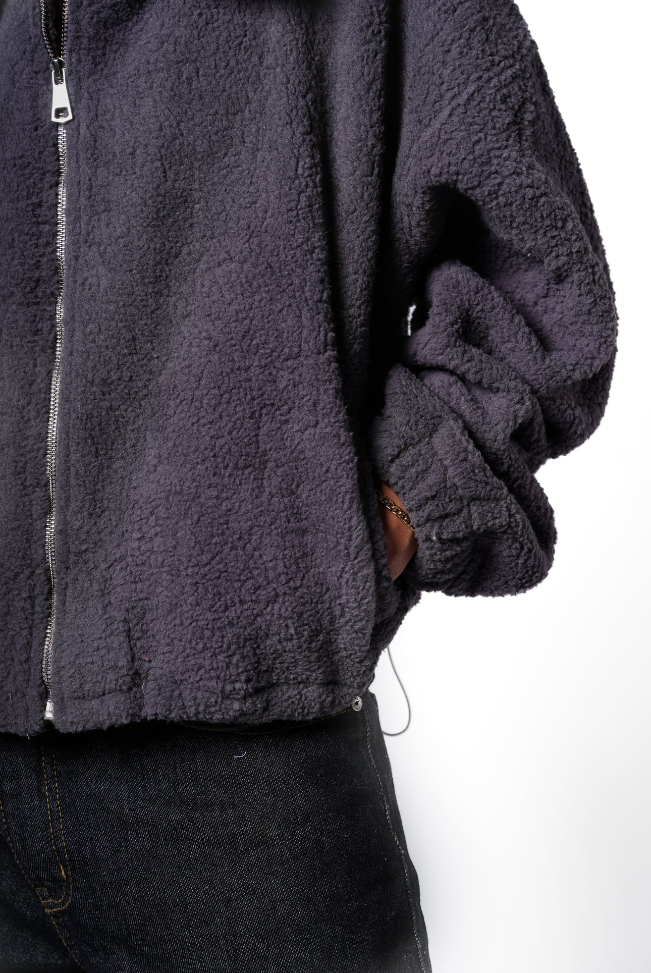 Fur bomber jacket - grey