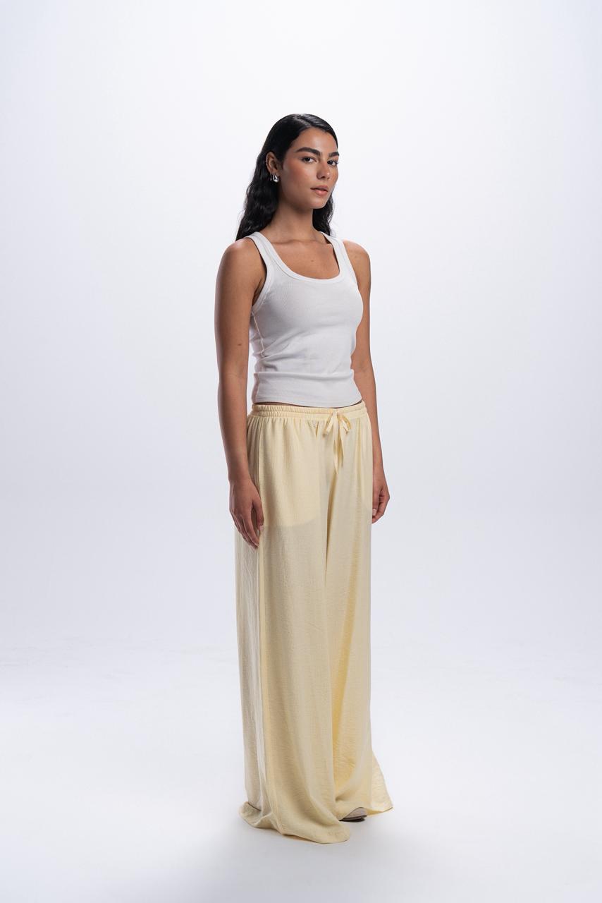 Crinkle linen pants - Butter yellow